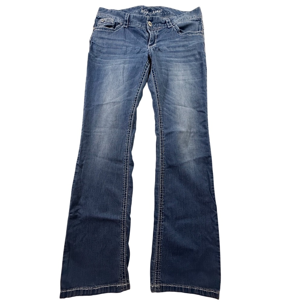 Ariya Jeans Women's Medium Wash Bootcut Denim Embroidered Pocket Size 14